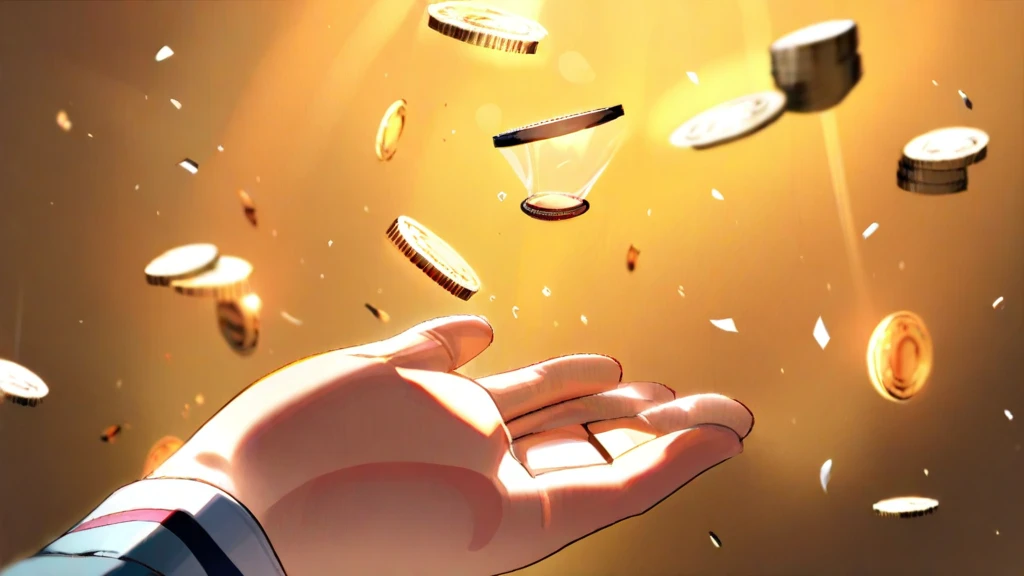 空からコインが落ちてくるイメージ